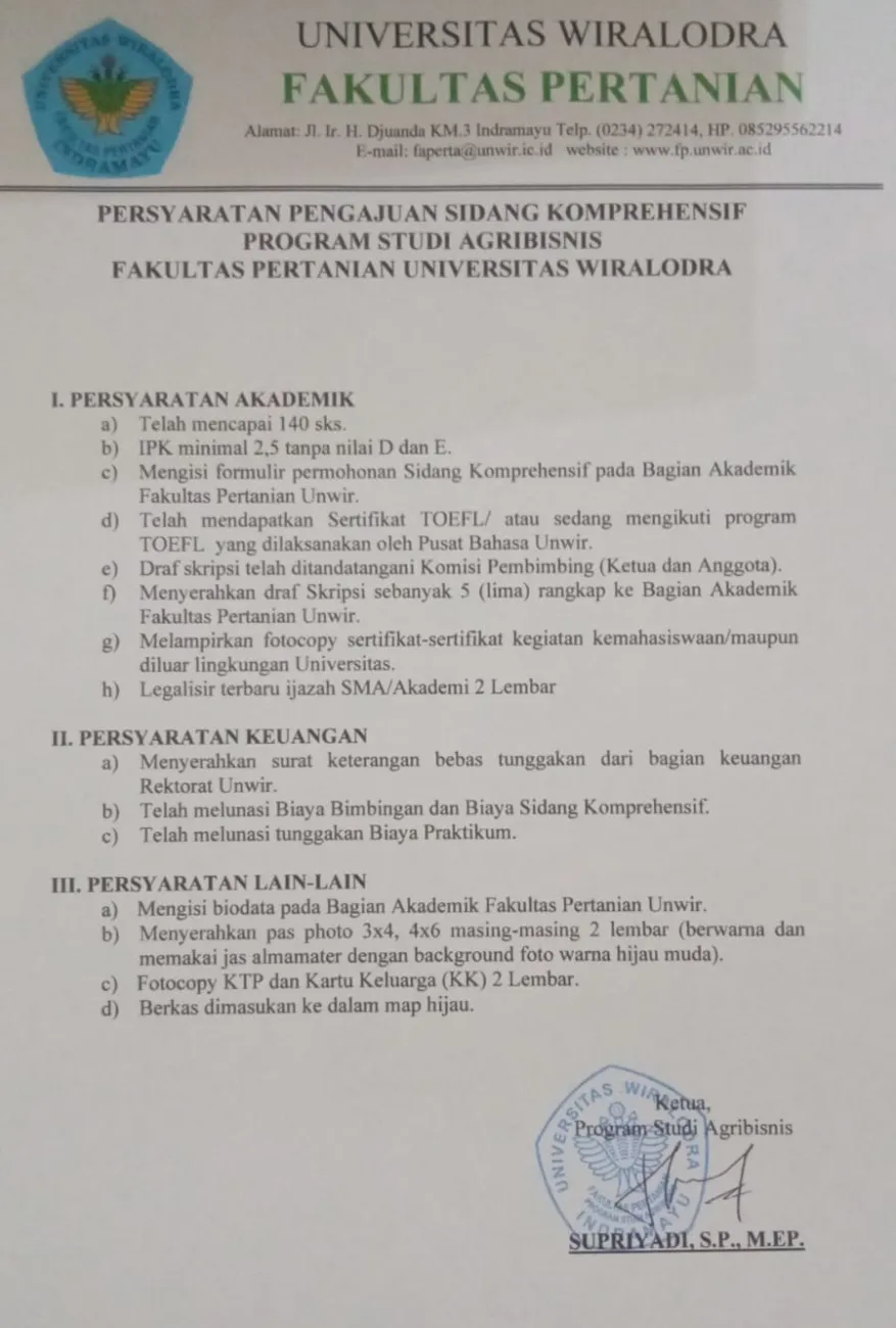 Persyaratan Ujian Komprehensif